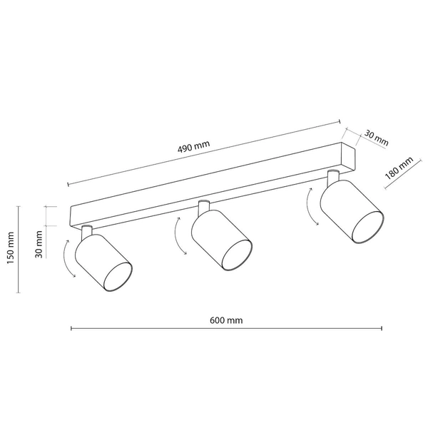 Plafon do kuchni Top 6873 z regulacją tuby sople metalowy biały