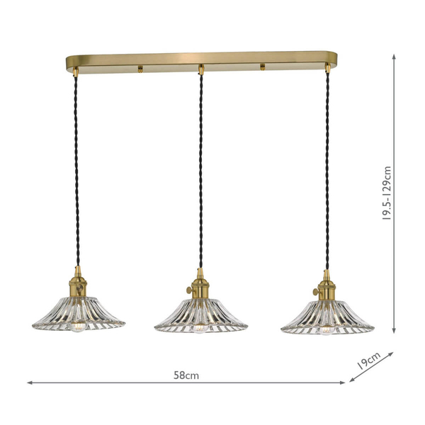 Jadalniana lampa wisząca Hadano HAD3640-04 Dar Lighting mosiądz przezroczysta
