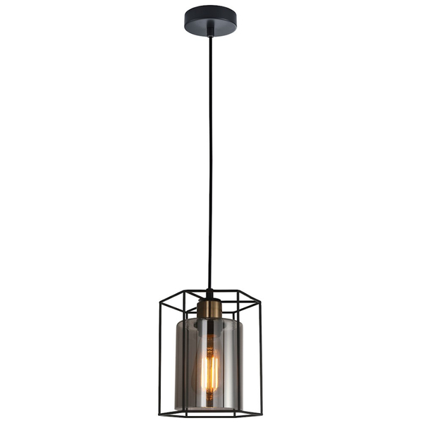 Industrialna LAMPA wisząca KALULA PND-78901-1-BK+SG Italux metalowy ZWIS druciany do przedpokoju czarny