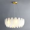 Lampa wisząca glamour PIUMA ST-6289-6 Step do jadalni biała mosiądz