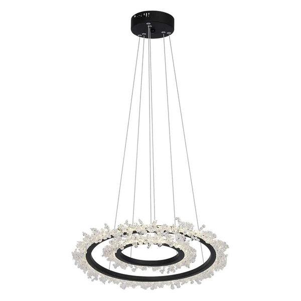 LAMPA wisząca FROZEN ML617 Milagro kryształowa OPRAWA zwis LED 60W 4000K pierścienie rings glamour crystal przezroczyste czarne
