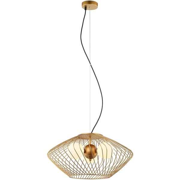 LAMPA wisząca ZENO MDM-3845-3 GD Italux druciana OPRAWA metalowy ZWIS klatka szklane kule balls biała
