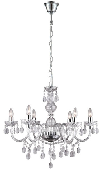 Lampa wisząca Cuimbra 63116-6 świecznikowa chrom crystals