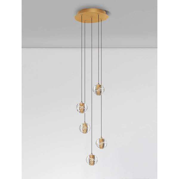 Lampa ścienna CUYO LE44212 LED 16W 3000K kaskadowa złota przezroczysta