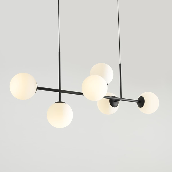 Podłużna lampa wisząca molekuły Fin 1120K1 Aldex szkalne kule czarna