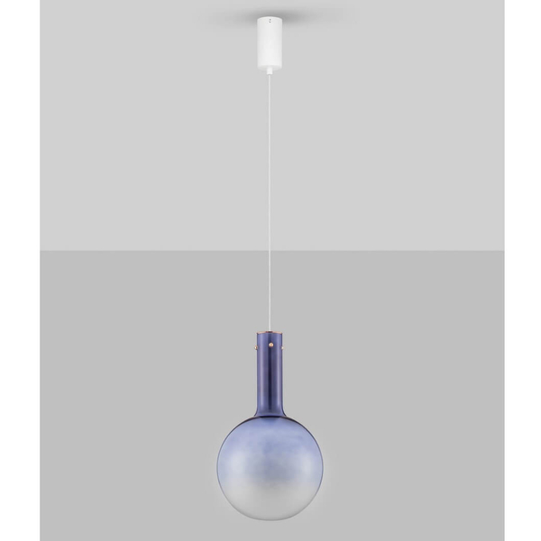 Wisząca lampa do salonu JAVIER LE44478 LED 6W 3000K bombka niebieska biała