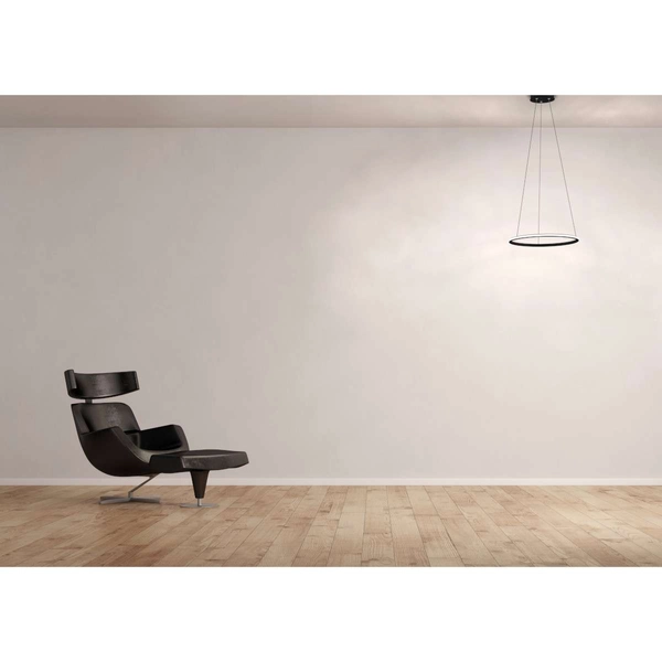 LAMPA wisząca SLIM/000055/3000/B MDECO okrągła OPRAWA ring ZWIS LED 63W 3000K metalowy czarny