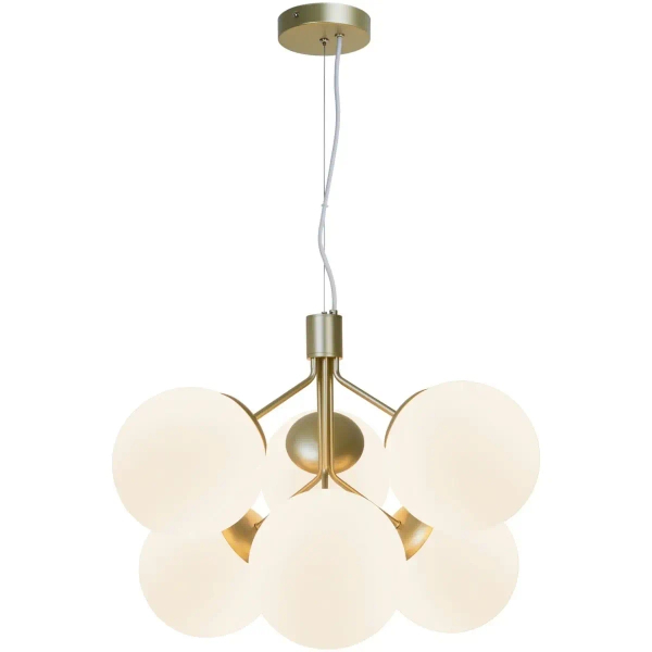 Wisząca lampa kulista IVONA 2112163035 szklana do salonu mosiądz biały