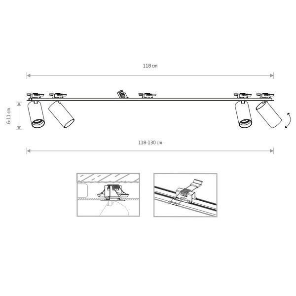 Podtynkowa lampa kierunkowa Mono 7686 sypialniana nad łóżko biała