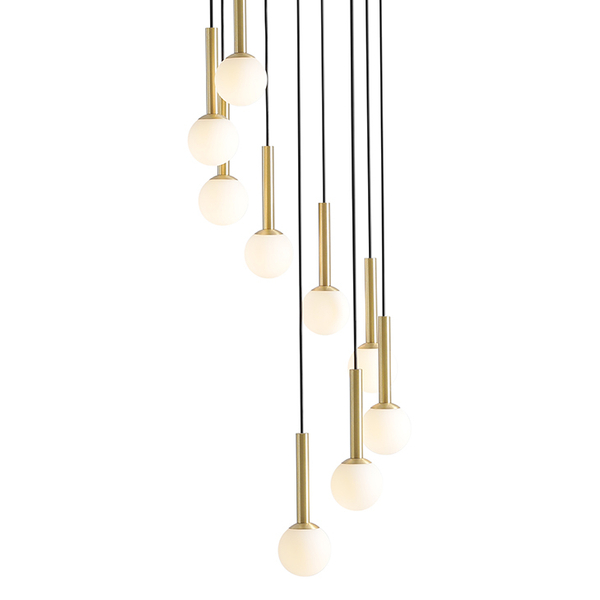 Lampa wisząca Riu 1103N1 Aldex kaskada 9-płomienna zwis czarny mosiądz