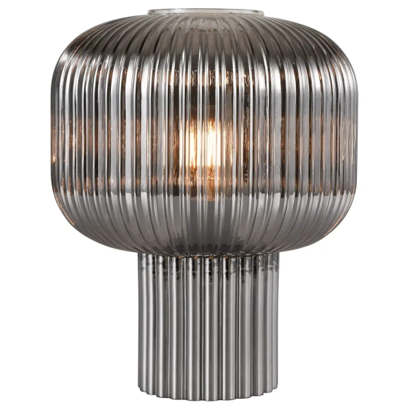 Nocna lampa grzyb Demarius DEM4210 szklana przydymiona czarna