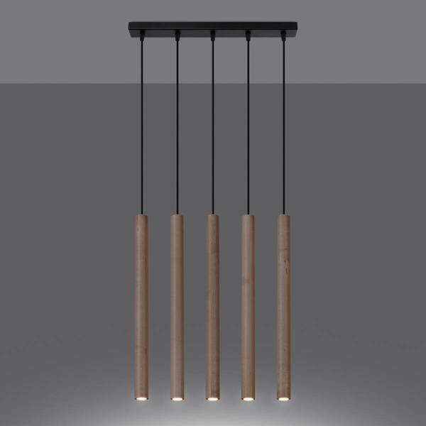 Zwisająca lampa Pastelo SL.1269 tuba drewniana czarna