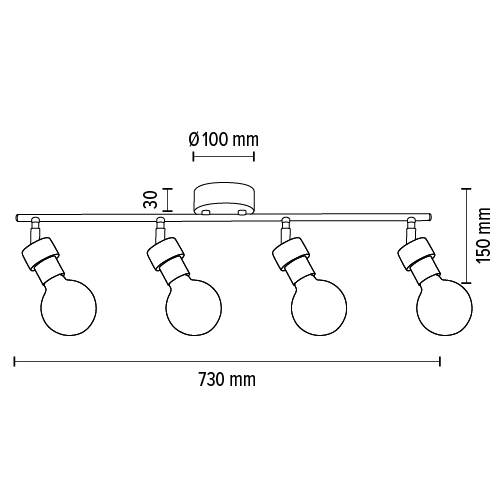 Lampa sufitowa MARJOLAINE 2831404 regulowana metalowe reflektorki loftowe