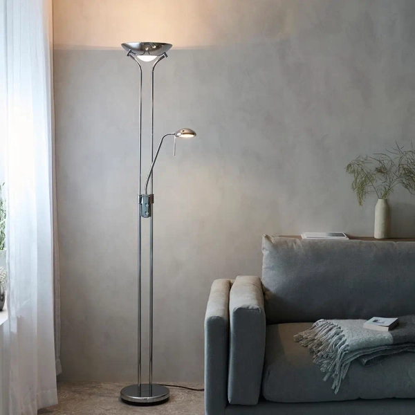 Metalowa lampa podłogowa Rome ROME-CH chrom przezroczysty