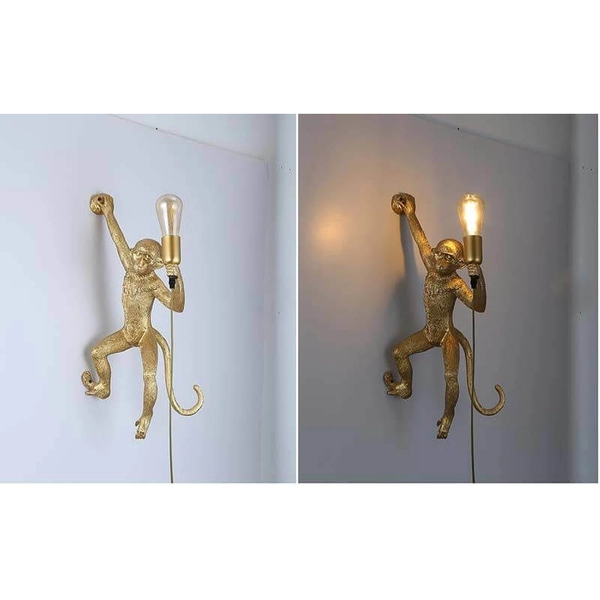 Kinkiet na ścianę małpka Monkey ABR-KAR3-G Abruzzo ozdobny złoty