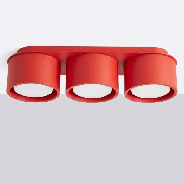 Potrójna lampa sufitowa MODO czerwona SL.2480 3xGx53 tuby metalowe