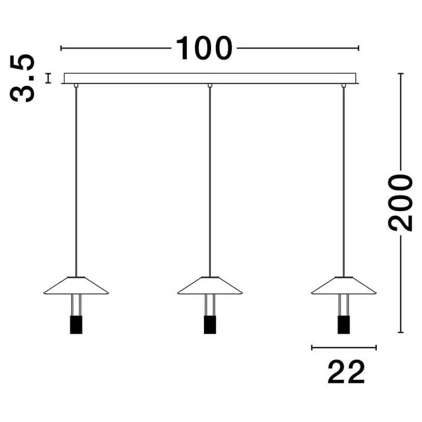 Potrójna lampa wisząca AYAVIRI LE44740 LED 29W 3000K do salonu czarny biały