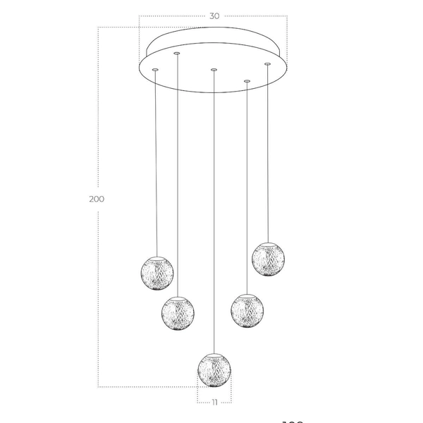 Lampa wisząca kaskada EDEM AZ6018 Azzardo LED 21W 3000K szklana złota