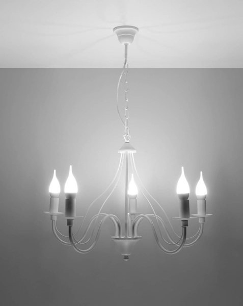 Żyrandol LAMPA wisząca SL.0214 klasyczna OPRAWA świecznikowa ZWIS na łańcuchu maria teresa biała