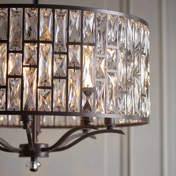 Wisząca lampa glamour Bele 69391 Endon kryształ czarny okrąg przezroczysty
