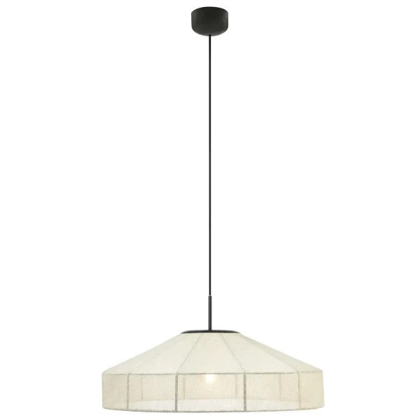 Wisząca lampa do sypialni Alia 108955 lniana abażurowa czarny beżowy