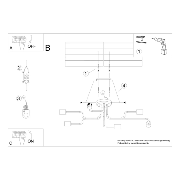 Loftowa lampa sufitowa VECTOR SL.1447 metalowa czarna