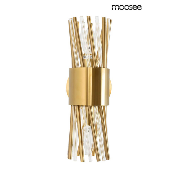 Szklana lampa na ścianę Lorenzo MSE010100338 Moosee metalowa kryształowa złota