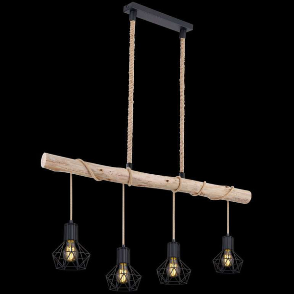 LAMPA wisząca PRISKA 54017-4HH Globo skandynawska OPRAWA belka ZWIS klatki brązowe czarne