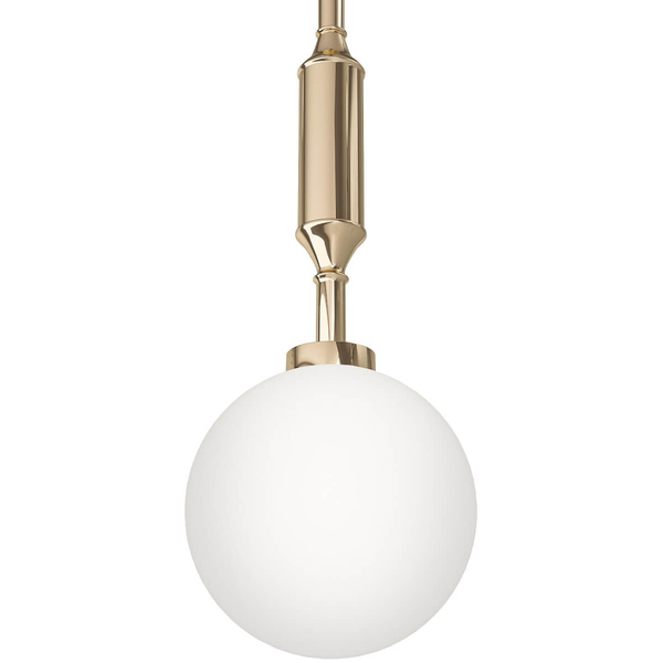 Pojedyncza lampa wisząca Eri I szklana kula ball biała złota