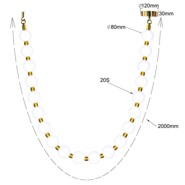 Lampa wisząca kulista Dorado LP-002/2M CCT LED 16W 3000-6000K biała złota