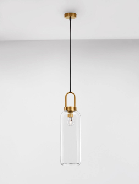 Stylowa lampa wisząca Banes do jadalni złota przezroczysta