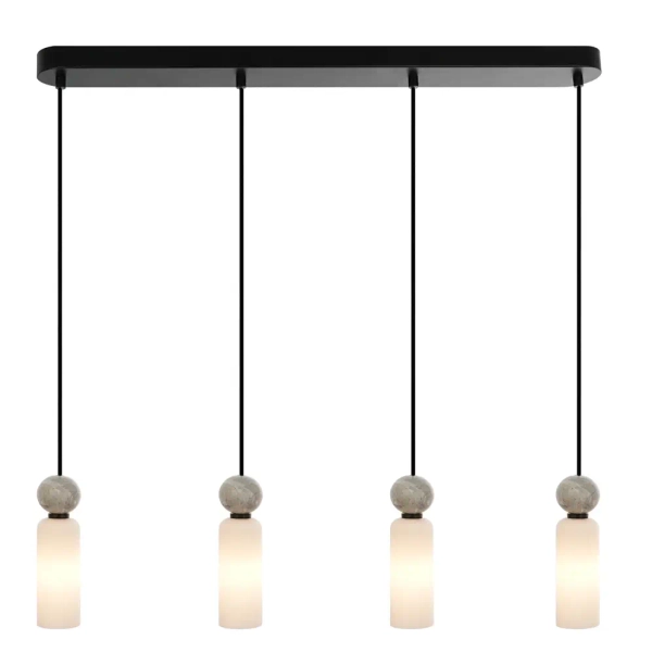 Liniowa lampa wisząca Santos PND-95331-4-BK nad wyspę szara biała czarna
