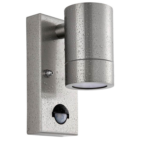 Lampa na elewację z czujnikiem ruchu Palin PIR 101351 tuba IP65 srebrna