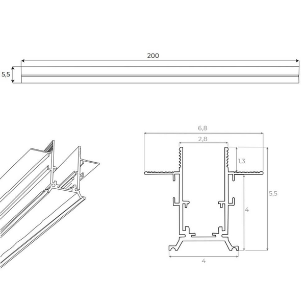 Podłużna szyna magnetyczna MT0024  Maxlight podtynkowa biała
