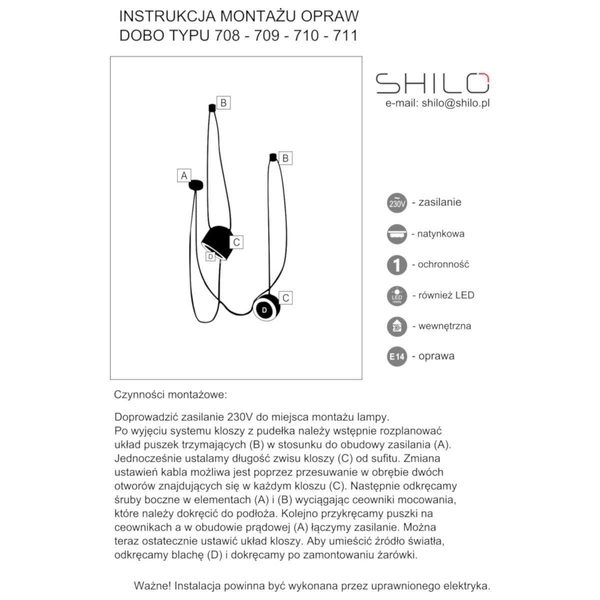 LAMPA wisząca DOBO 9035 Shilo metalowa OPRAWA zwis czarny