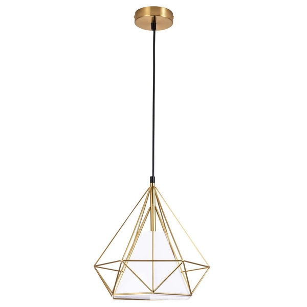 Loftowa LAMPA wisząca HIRA 318503 Polux abażurowy zwis do pokoju złoty biały