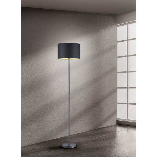 Podłogowa lampa do salonu Hostel 408200179 abażurowa czarny złoty