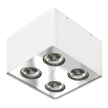 Kwadratowa lampa sufitowa AZ0851 regulowana metalowe chrom białe