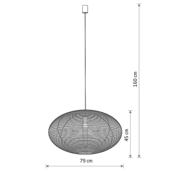 Wisząca lampa Rattan 11155 pleciona gniazdo siatka metalowa drewniana biała