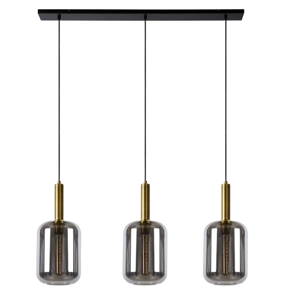 Potrójna lampa wisząca loft Joanet 45494/03/65 szklana czarna przydymiona