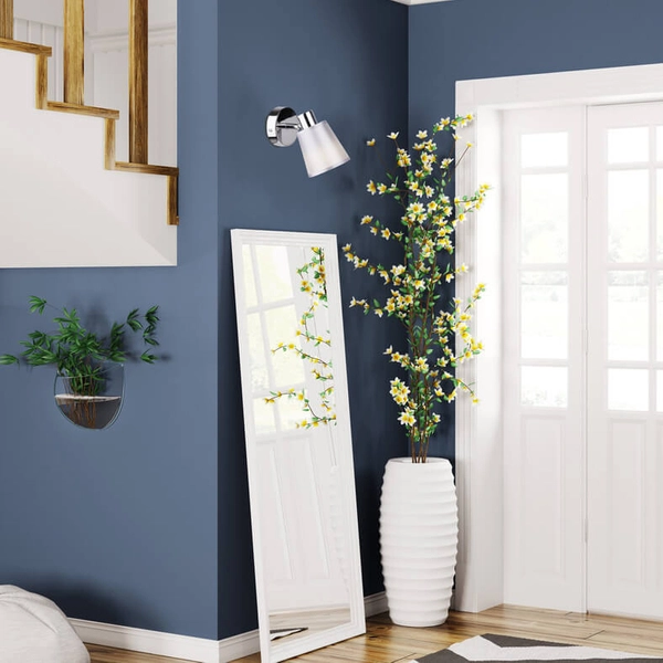 Tkaninowy kinkiet do przedpokoju Pin 91-70814 chrom biały