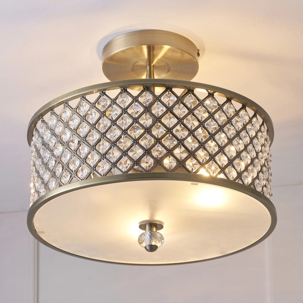 Lampa sufitowa glamour Hudson 70558 Endon kryształki crystals mosiądz