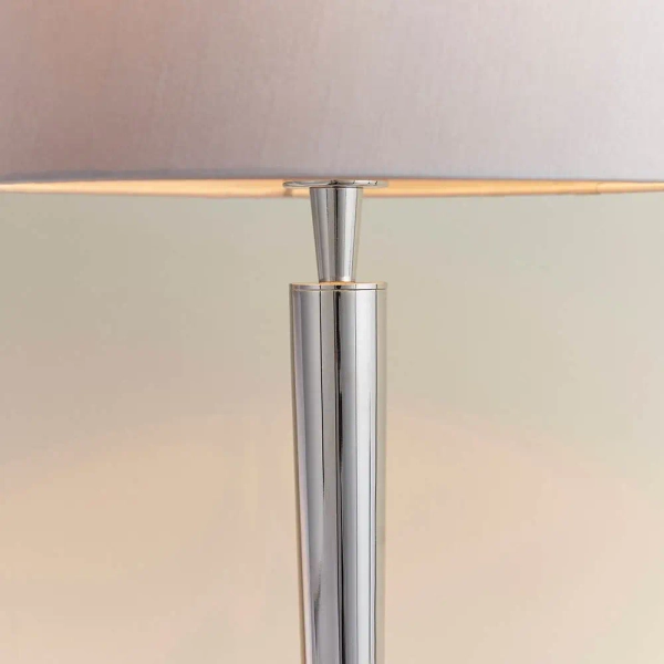 Abażurowa lampa stołowa Syon 72175 z wtyczką na stolik nikiel