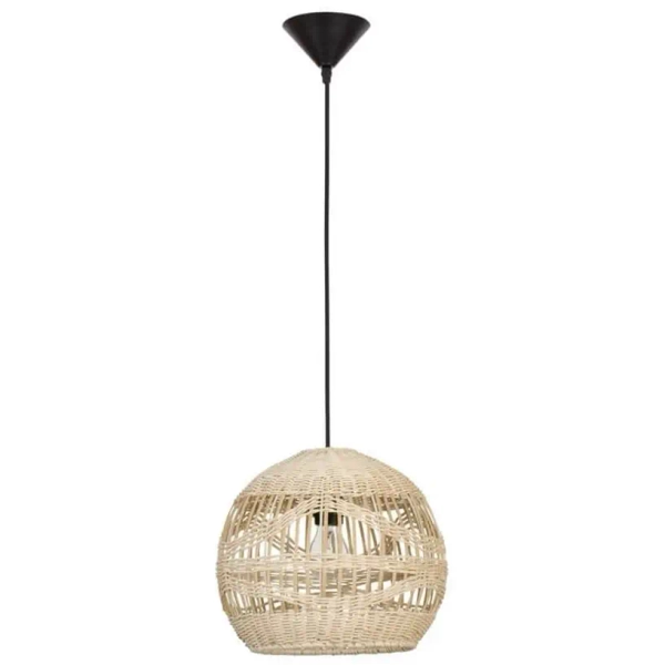 Rattanowa lampa wisząca REYNOSA LE42945 kulista beżowa czarna