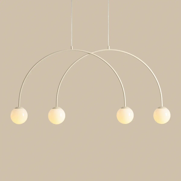 Wisząca lampa skandynawska UNA 1116L9_S kulista beżowa biała
