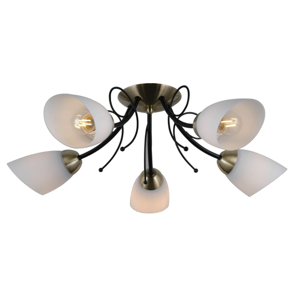 LAMPA sufitowa CRISTINA PND-6706-5 Italux szklana OPRAWA plafon klasyczny czarny brąz biały
