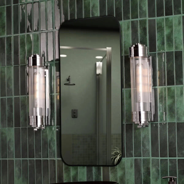Szklana lampa ścienna Tommaso TOM0738 do łazienki tuba IP44 nikiel