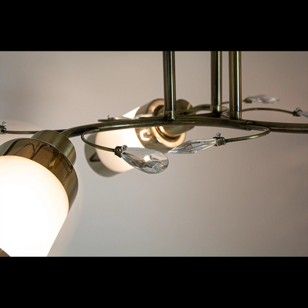 Sufitowa lampa retro 8824/3 21QG z kryształkami mosiądz