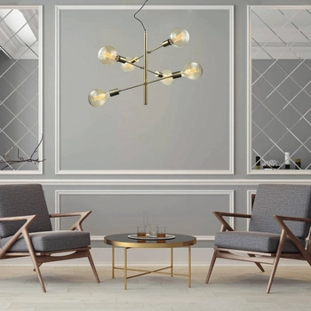 LAMPA wisząca MADALYN MDM3582/6 AB Italux sticks OPRAWA industrialna ZWIS żarówki bulbs loft antyczny brąz