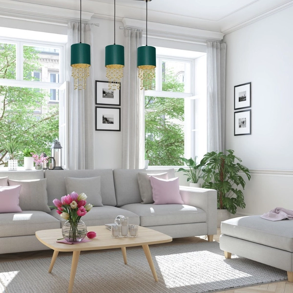 LAMPA wisząca ALMERIA MLP64500 Milagro abażurowa OPRAWA crystal glamour zwis zielony złoty